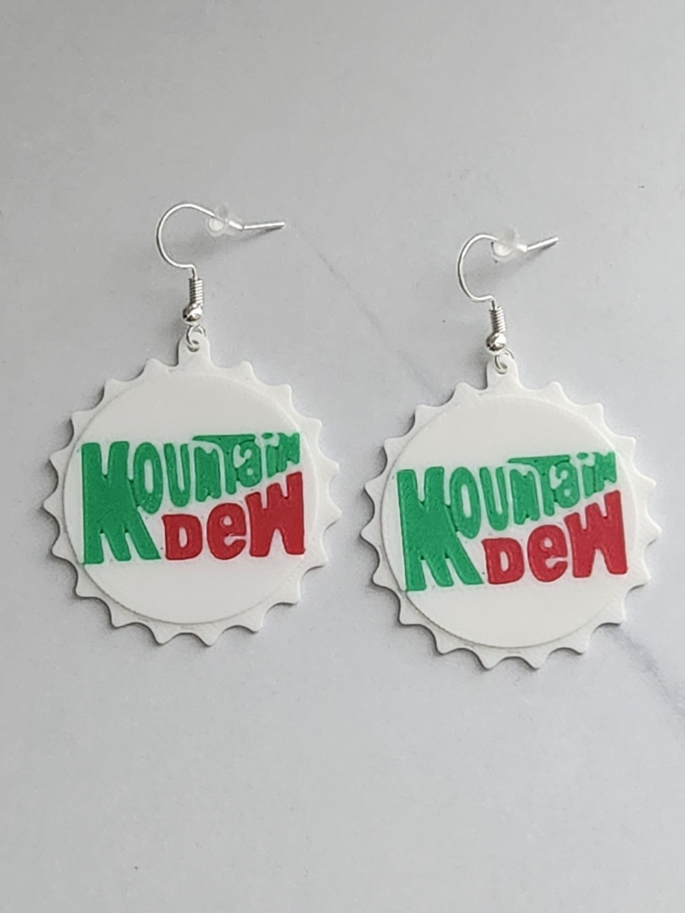 Mountain Dew 3D Printed Earrings